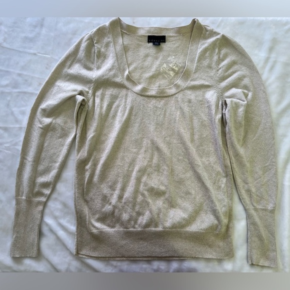 Attention‎ Cream Gold Knit Scoopneck Sweater Sz XXL EUC